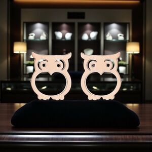 Charming Rose Gold Owl Stud Earrings